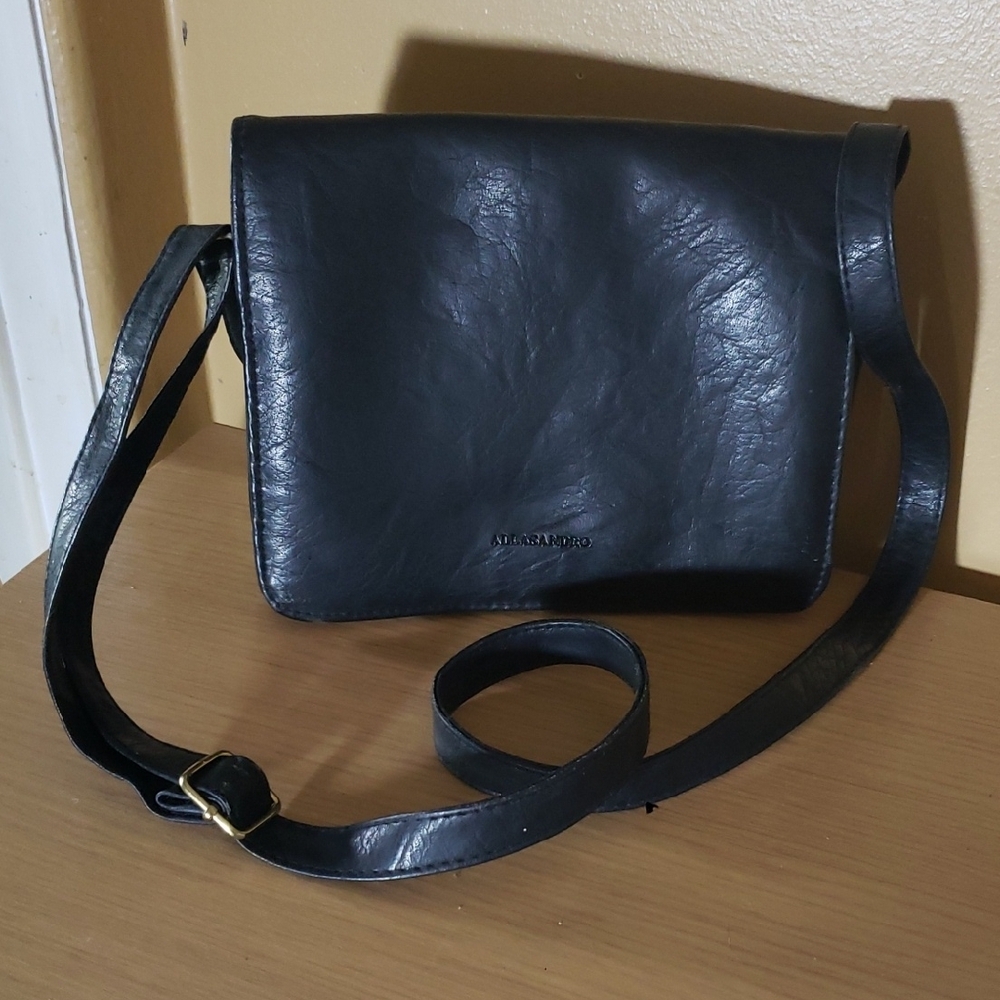 Sandro Black Leather Crossbody Bag with Adjustable Strap